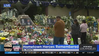 Memorial for fallen El Monte police officers continues to grow ahead of candlelight vigil