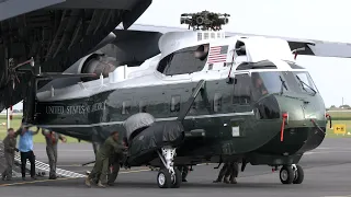 Military aircraft land in support of President Biden's trip on Marine One in France 🇺🇸 🇫🇷