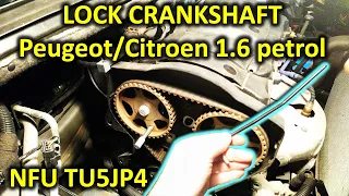 Locking crankshaft/flywheel in 1.6 petrol TU5JP4 engines when changing timing belt (Peugeot/Citroen)