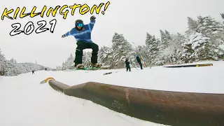 Snowboarding at KILLINGTON MOUNTAIN 2021-2022 Pre-Season!! (Woodward)