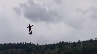 Franky Zapata does a flying lap with his flyboard over the Belgian grand Prix 2019 Amazing!!!😀