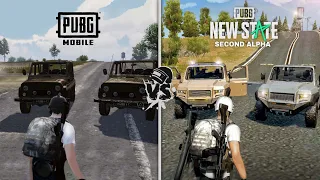 PUBG NEW STATE 2ND ALPHA VS PUBG MOBILE | COMPARISON OF DETAILS & PHYSICS & GRAPHICS