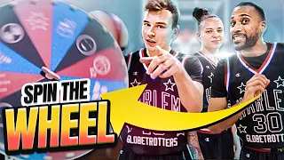 Spinning Wheel of Trick Shots: Harlem Globetrotters Play a Game of Horse!