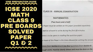 ICSE 2020 Math Class 9 Pre boards Solved Paper/ Q1 & 2