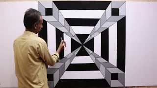 optical illusion 3d wall design | wall art painting decoration | design of wall