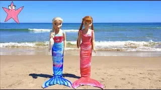 Elsa y Anna grandes se convierten en sirenas