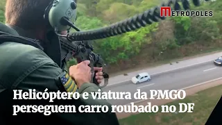 Helicóptero e viatura da PMGO perseguem carro roubado no DF