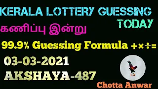 Kerala lottery today || 03-03-2021 || AKSHAYA-487 || Guessing video by ((Chotta Anwar))