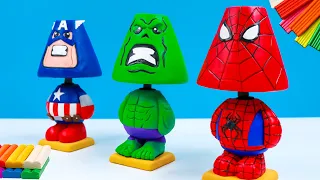 DIY lamp man mod Superheroes Captain America, Spider man, Hulk with clay 🧟 Polymer Clay Tutorial