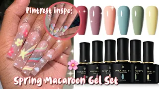 Recreating Pintrest Nail Design | Born Pretty Spring Macaroon Gel Polish Set | Beginner Nail Art