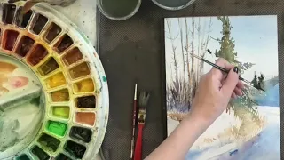 Paint a Sunlit Winter Scene in Watercolor: Time Lapse Speed Version