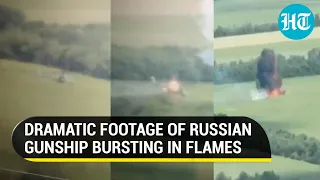 Russian helicopter gunship destroyed by Ukrainian missile in Donetsk; Dramatic footage goes viral