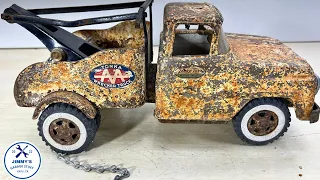 VINTAGE 1958 CUSTOM TONKA WRECKER RESTORATION - SINCLAIR EDITION - CUSTOM PAINT JOB!! SAND BLASTED!!