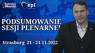 Radosław Sikorski: Podsumowanie sesji plenarnej, Strasburg 21-24.11.2022