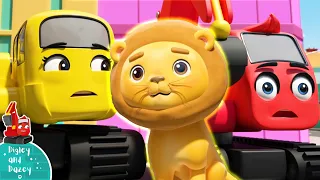 Bandit Bus Strikes Again Save the Baby Lion - Construction Cartoons for Kids | Digley and Dazey