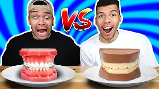 SCHOKO ESSEN VS ECHTES ESSEN CHALLENGE 2 !!! | Kelvin und Marvin