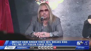 Motley Crue singer Vince Neil breaks ribs falling off Pigeon Forge stage