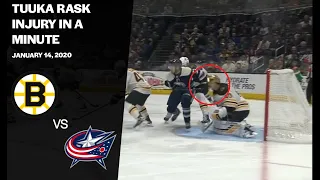 Tuuka Rask Injury In a Minute - Boston Bruins vs Columbus Blue Jackets Jan 14, 2020