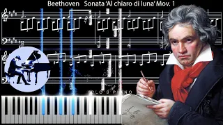 Beethoven 𝄞 Moonlight Sonata 𝄞 1st Movement