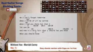 🎸 Without You - Mariah Carey Guitar Backing Track with scale, chords and lyrics