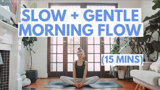 GENTLE MORNING YOGA FLOW: 15 Minute Slow Flow To Wake Up & Breath