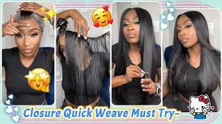 FLAWLESS LEAVE OUT EFFECT 🔥MELTED 2X6 LACE ClOSURE QUICKWEAVE ON SCALP TUTORIAL FT.#ULAHAIR​