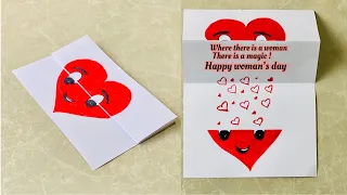 White paper surprise card for Woman’s day/Mother’s Day 😍|No glue /no scissors paper craft |#shorts