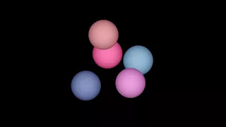 5-balls-multicolor. Rotation in four-dimensional space. 4D. Fourth dimension. Hyperspace.