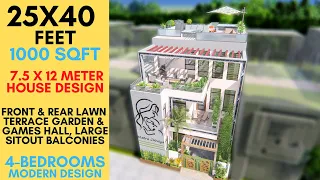 25X40 Feet, 1000 Sqft, Modern House with  Beautiful Gardens all around | 7.5X12 Meter | ID-074