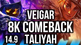 VEIGAR vs TALIYAH (MID) | 8k comeback, 53k DMG, Godlike, Rank 10 Veigar | EUW Challenger | 14.9