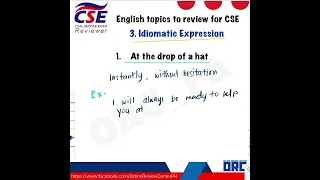 IDIOMATIC EXPRESSION / CIVIL SERVICE EXAM REVIEW / ENGLISH TOPICS TO REVIEW