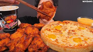 ASMR MUKBANG | BBQ Chicken & Chicago Pizza & Fire Noodles EATING 굽네치킨 고추바사삭 순살에 시카고피자 불닭볶음면 먹방!