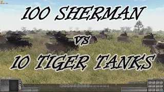 Men of War Assault Squad 2 - 100 Sherman vs 10 Tiger Tanks! - Editor Scenario #1