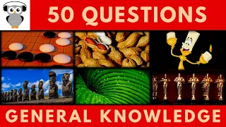 General Knowledge Quiz Trivia #112 | GO Game, Peanuts, Easter Island, Photosynthesis, Oscar Statue