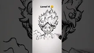 How to Draw Luffy Gear5 in different levels?! 🤔😏 #shorts #anime #drawing #onepiece