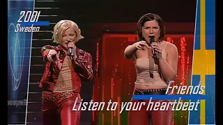 eurovision 2001 Sweden 🇸🇪 Friends - Listen to your heartbeat ᴴᴰ