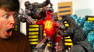 GODZILLA and KONG vs MECHA GODZILLA the STOP MOTION REMAKE!