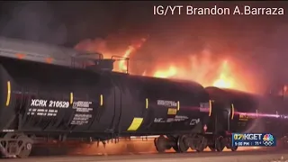 Vehicle inside rail car catches fire near Mechanics Bank Arena