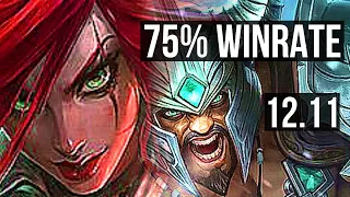 KATARINA vs TRYNDAMERE (MID) | 75% winrate, 18/2/8, Legendary | KR Challenger | 12.11