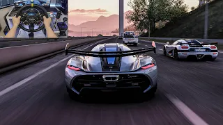 Koenigsegg Jesko & Koenigsegg Agera RS Street Racing - Assetto Corsa | Moza R16 + Pimax