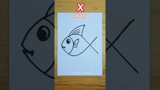 Menggambar ikan dari huruf X