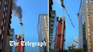 New York Fire: Burning construction crane collapses into Manhattan skyscraper