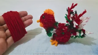 Super Easy Pom Pom Chicken Making Idea With Wool/DIY Pom Pom Chick/How To Make Yarn Chicken/Pom Pom