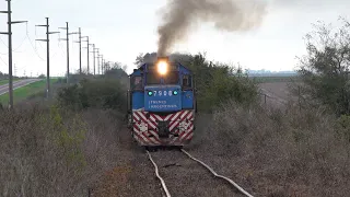 BLASTING DOWN BAD TRACK on Argentina, Freight Trains on Entre Rios Province