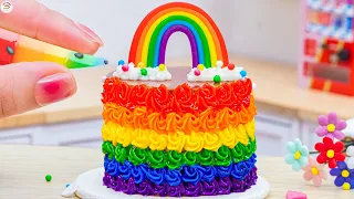 The Most Miniature Chocolate Cake Decorating With Rainbow Fondant 🎂 Sweet Cake Idea Recipe