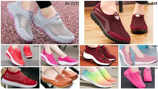 LOAFER JOGGING SPORTS SHOE DESIGN FOR LADIES WITH PRICE SNEAKER CANVAS MORNING WALK SLIP ON FOOTWEAR