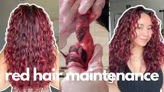 RED HAIR CARE TIPS - hair color maintenance at home + best products for red curly wavy hair ♡