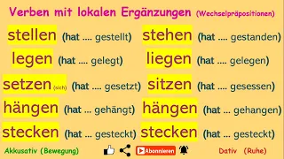 Akkusativ oder Dativ: stellen-stehen/ legen-liegen/ setzen-sitzen/ hängen-hängen/ stecken-stecken