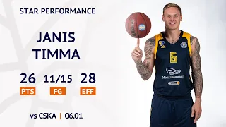 Star Performance. Janis Timma vs CSKA - 26 PTS, 11/15 FG, 28 EFF | Season 2019/20