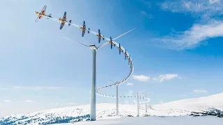 High Speed Slalom Flying Through a Wind Farm
